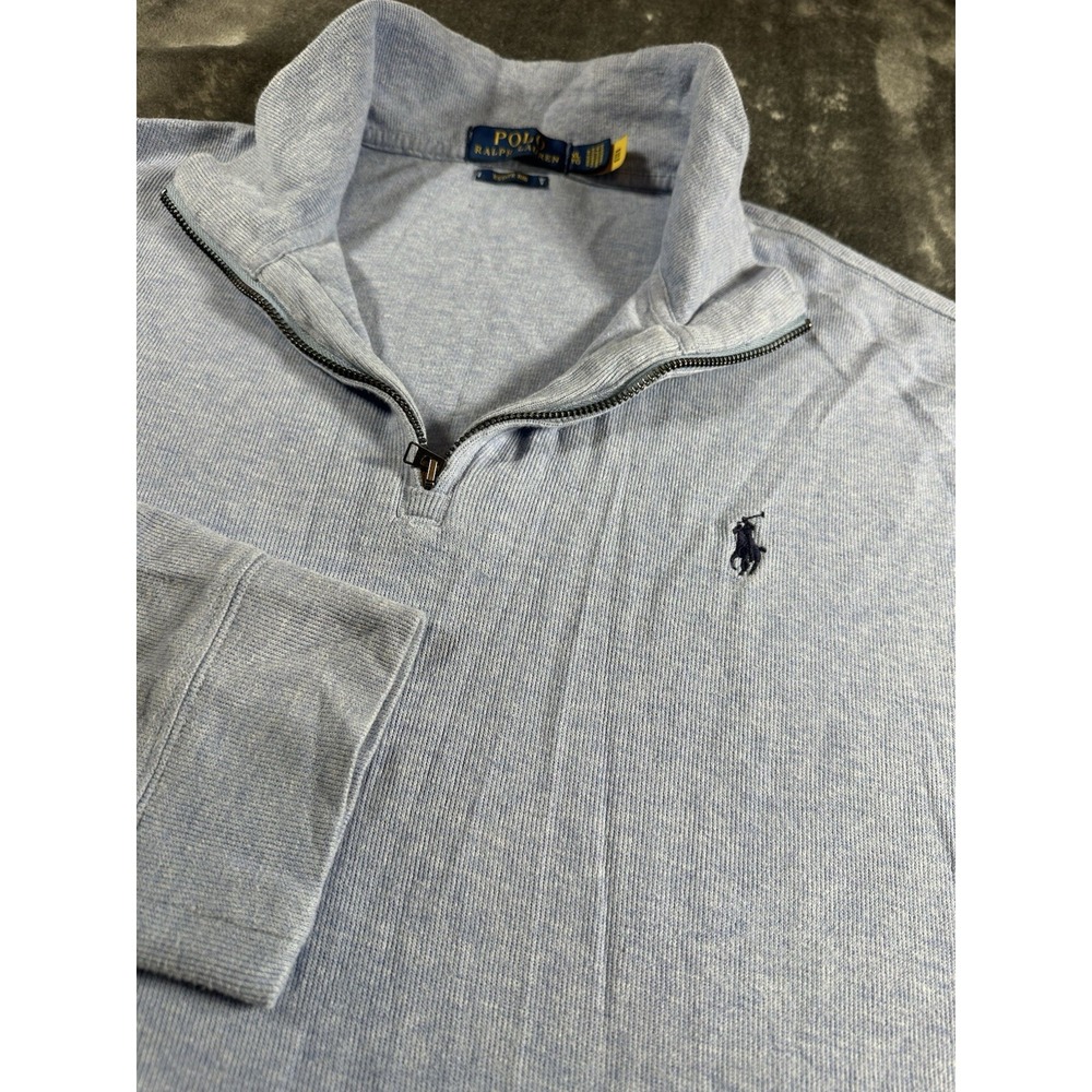 Polo Ralph Lauren Sweater Mens LARGE Beige Quarter Zip Embroired Pony Estate Rib